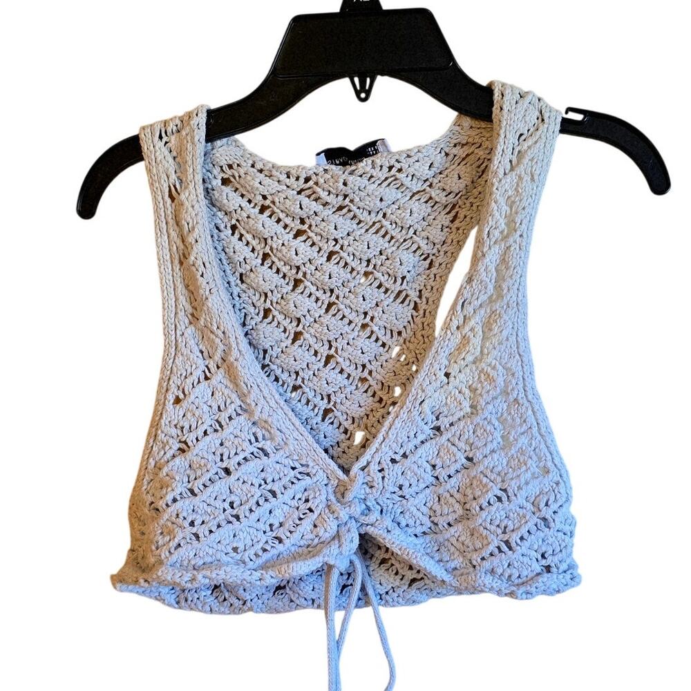 Stradivarius knit tie front crop festival boho top